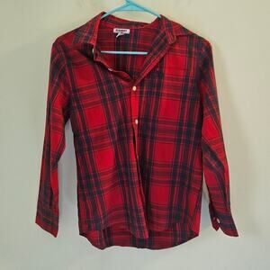 Old Navy 2012 Red Plaid Cotton Blend Button-Down Shirt Size Large Boy